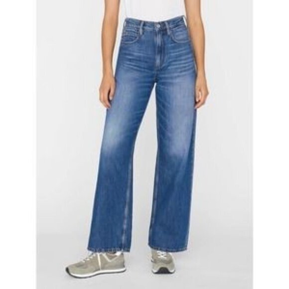 Frame High 'N' Tight Jeans Wide Leg High Rise Medium Wash Denim Trousers 28 - Picture 3 of 11